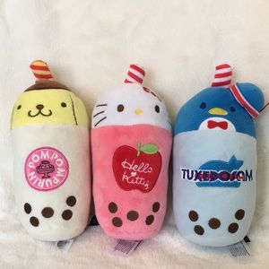 Sanrio Hello Kitty & Friends Bubble Tea Plush Stuffed Animals (set of 3)